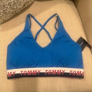 Tommy Hilfiger Blue Sports Bra with Criss-Cross Straps